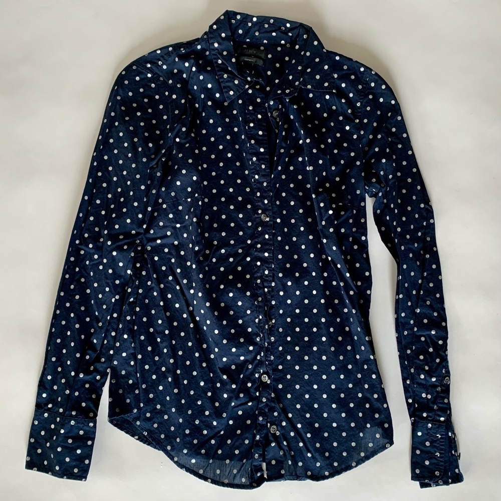 J. Crew Silver Dots Shirts Navy